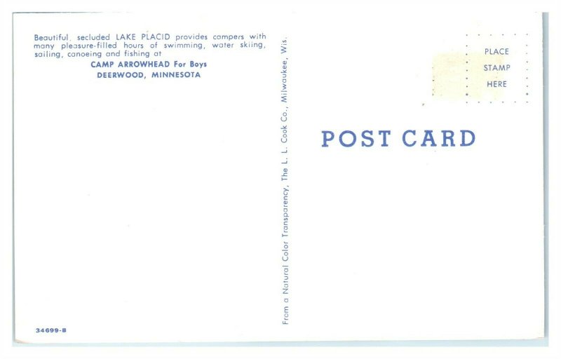 1950s/60s Camp Arrowhead for Boys, Lake Placid, Deerwood, MN Postcard *6S(4)10