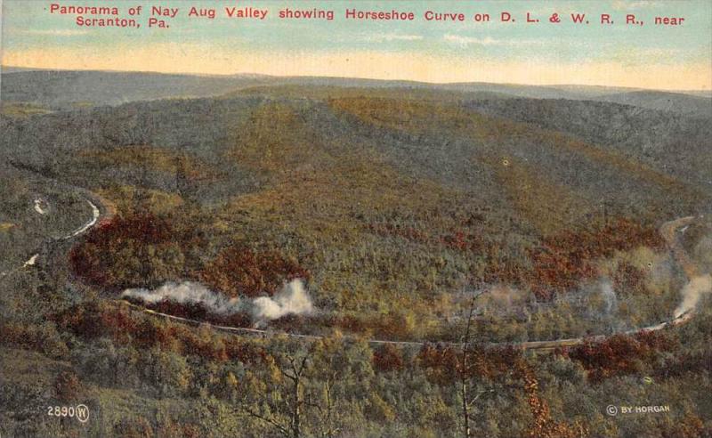 Pennsy Aerial View  of Nay Aug Valley showing Horseshoe Curve on D.L. and W. ...