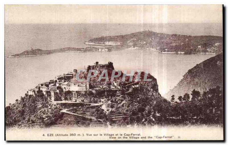 Old Postcard Eze Village View and Cap Ferrat