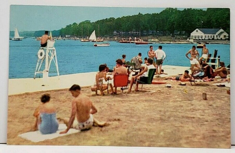 NY College Club Bathing Beach Shore Line Sports Club Chautauqua Lake Postcard H1