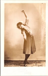 Real Photo Postcard Young Woman Dancer in a Photo Studio