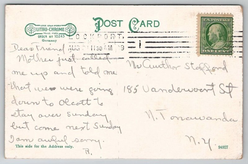 Lockport NY Looking Up Main Street Postcard P23