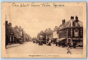 Forges-les-Eaux Seine-Maritime France Postcard Rue de Gournay c1920's