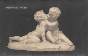 The First Kiss Statues / Monuments Unused real photo, stains on back