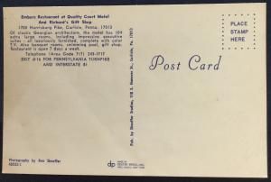 Postcard Unused Embers Restaurant @ Quality Court Motel Carlisle PA LB