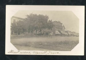 RPPC MERRILL IOWA DOWNTOWN STREET SCENE HORSE BUGGY REAL PHOTO POSTCARD