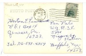 NY - Black Lake. Log Cabin Dock  RPPC