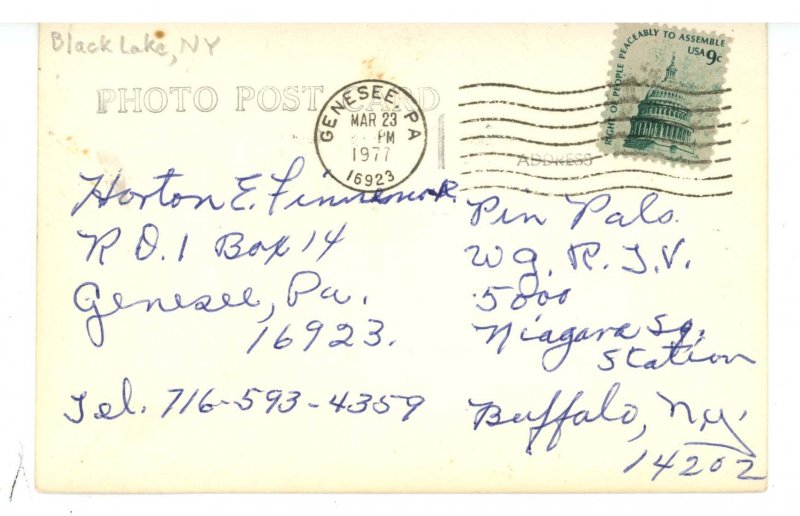 NY - Black Lake. Log Cabin Dock  RPPC