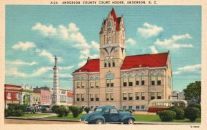 Vintage Postcard Anderaon County Court House Building Anderson South Carolina SC