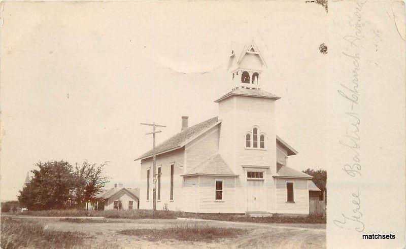 1908 cancel AURORA IOWA Baptist Church RPPC Real Photo BUCHANAN 4151