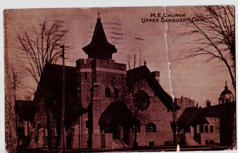1912 UPPER SANDUSKY Ohio Postcard ME CHURCH Wyandot County