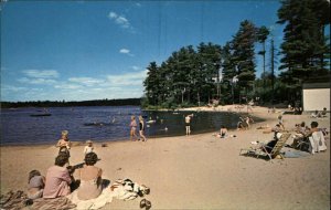 Amherst New Hampshire NH Baboosic Lake Beach 1950s-60s Vintage Postcard