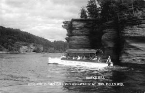 RPPC, WI  Wisconsin Dells  DUCK BOAT At Hawks Bill  ROADSIDE Real Photo Postcard
