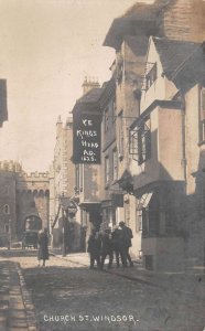 Windsor England Church Street Ye Old Kings Head Pub Real Photo Postcard AA69643