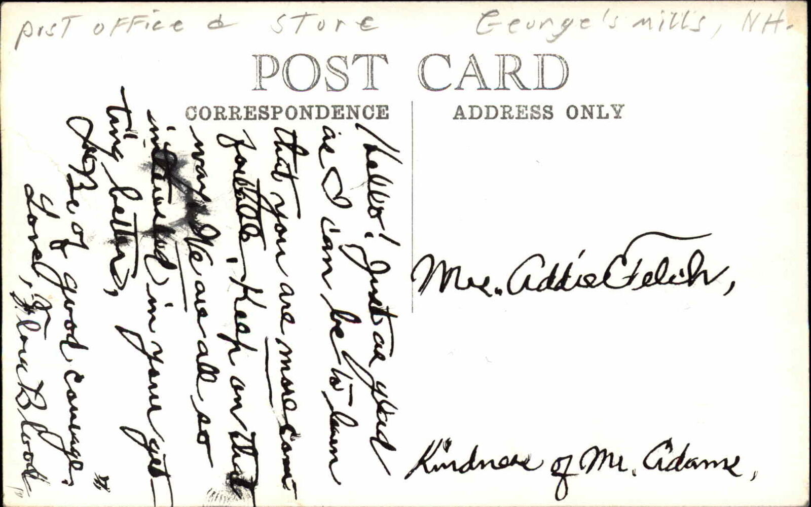 Mills Sunapee NH TO Russell Grocery Store Real Photo Postcard