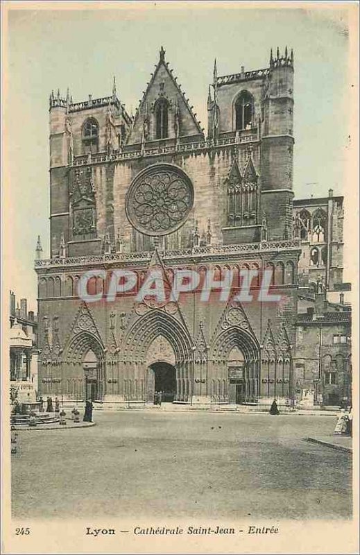 Old Postcard Lyon Saint Jean Cathedral Entrance