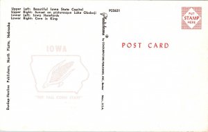 Greetings From Iowa IA Multiview Postcard VTG UNP Plastichrome Vintage Unused 