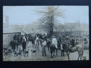 Country Life CHIPPING NORTON HUNTING SCENE / MEET - Old RP Postcard by F. Packer