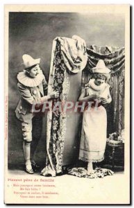 Old Postcard Fantaisie Pierrot family man