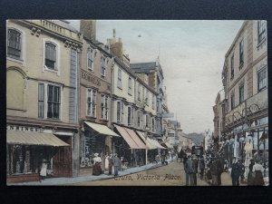 Cornwall TRURO Victoria Place - Animated Shopping Scene c1905 Postcard