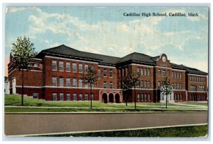 c1910 Cadillac High School Exterior Cadillac Michigan Vintage Antique Postcard