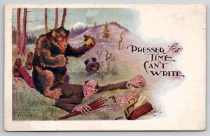 Artist HH Tammen Bear Sits On Dr 1906 Pressed For Time Can't Write Postcard M24