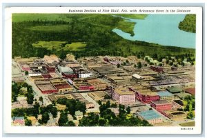 c1940s Business Section Pine Bluff AR With Arkansas River Pine Bluff AR Postcard