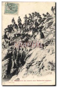 Old Postcard Militaria Alpine hunters Maneuver cannon alpine batteries