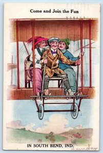 c1914 South Bend Indiana IN Vintage Postcard Come Join Fun Air Gliding Posted