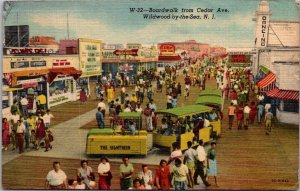 Boardwalk from Cedar Avenue, Wildwood-by-the-Sea NJ c1957 Vintage Postcard S61