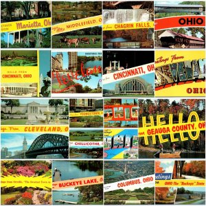 x18 Ohio Mixed LOT 2 c1960s OH Greetings Postcards Set Chrome Buckeye Vtg A180