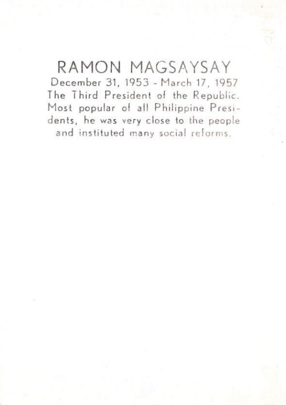 Ramon Magsaysay Third President of the Republic of Philippines Non Postcard B...