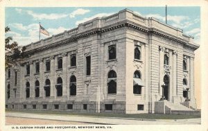 NEWPORT NEWS, VA Virginia  U.S. CUSTOM HOUSE & POST OFFICE  c1920's Postcard