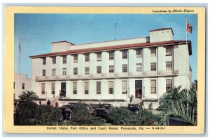 1948 United Post Office & Court House Building Cars Pensacola Florida Postcard