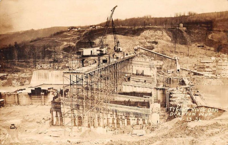 Grafton West Virginia Dam Construction Real Photo Vintage Postcard AA29160