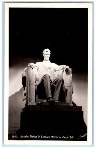 Lincoln Statue In Lincoln Memorial Washington DC RPPC Photo Sawyers Postcard