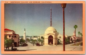 Los Angeles California CA, Westwood Village, Street, Roadway, Vintage Postcard