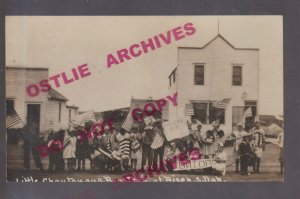 Bison SOUTH DAKOTA RPPC c1910 GENERAL STORE Kids CHAUTAUQUA BOOSTERS Perkins Co