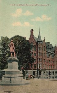 Vintage Postcard Y.M.C.A. Building & Doyle Monument Providence Rhode Island RI
