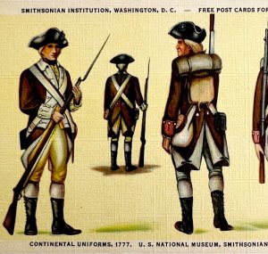 Smithsonian Continental Soldiers Uniforms Postcard Service Men DC c1930s PCBG9A