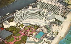 Miami Beach Florida~Hotel Fontainebleau Aerial View~Beach-Pool-Fancy Gardens~'66