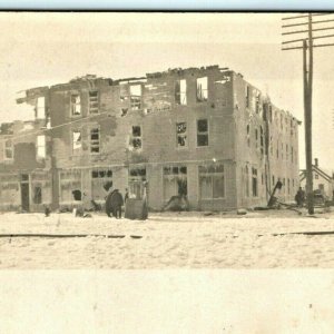 1908 Gladstone Michigan RPPC Building Fire Real Photo Postcard Escanaba Vtg A7