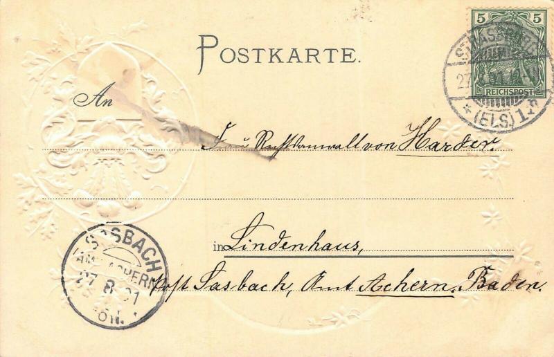 STRASSBURG FRANCE~evang GARISONKIRCHE-HERALDRY 1901 POSTCARD