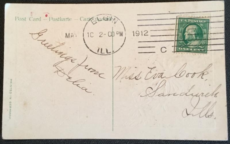 Postcard Used Birthday Flowers/Bee LB