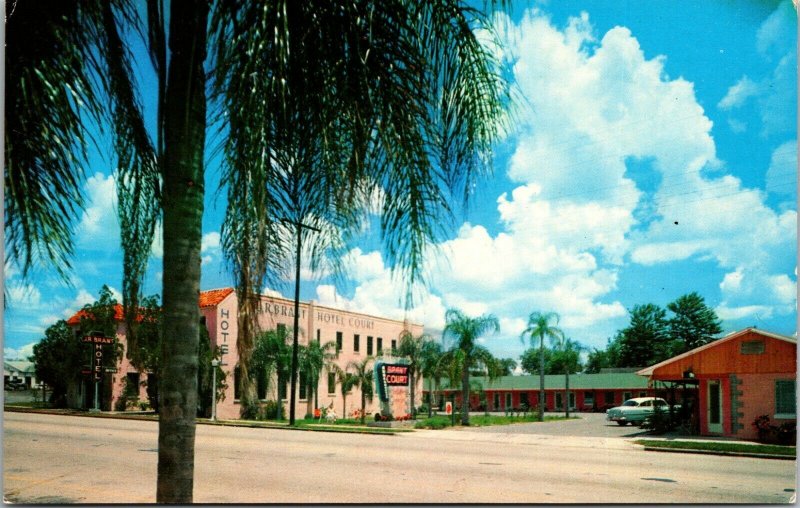  1950s Old Car Brant Court Motel Chapman Haines City FL Polk Co Postcard Florida