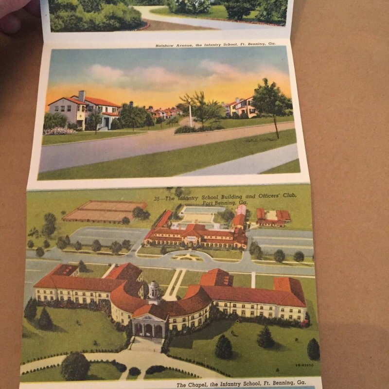 USED  POSTCARD SOUVENIR FOLDER COLUMBUS AND FORT BENNING GEORGIA