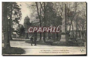 Old Postcard Bourges Garden City Hotel The Cathedral and Column of Bethune Ch...