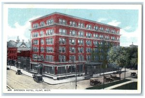 c1905s Bird's Eye View Of Dresden Hotel Exterior Flint Michigan MI Cars Postcard