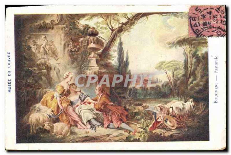 Old Postcard Louvre Museum Boucher Pastoral