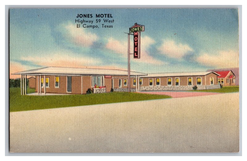 Postcard TX Jones Motel El Campo Texas 